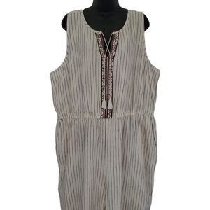 Old Navy Cream and Navy Blue Striped Sleeveless Jumpsuit sz XXL